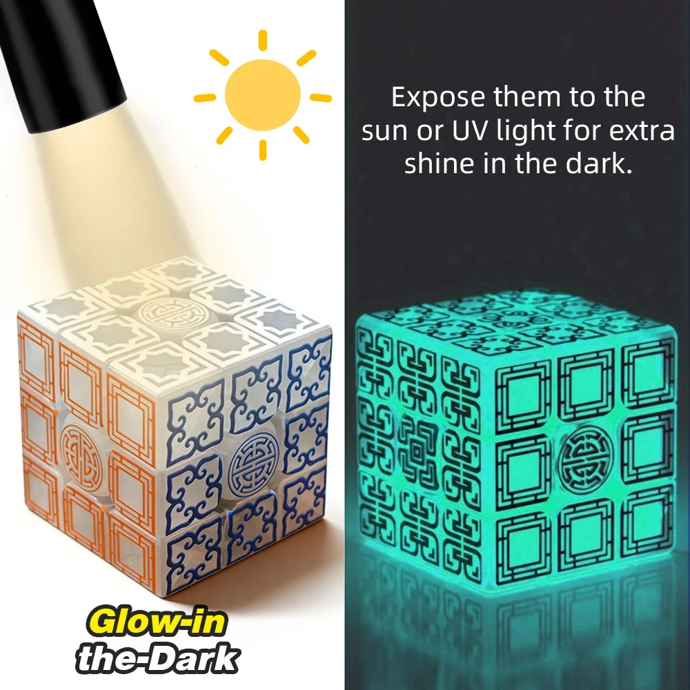 ZIINA STAR Cloud 3x3 (Glow in the Dark), 3x3 UV Glow in the Dark Cube - 3x3x3 Speed Puzzle Cube, Christmas/Halloween Gifts