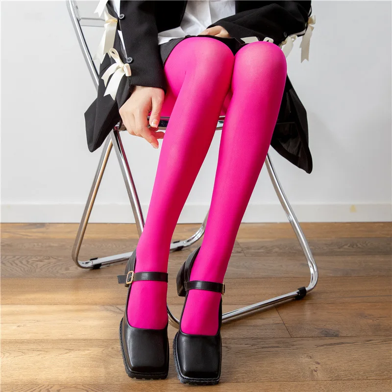 17 Colors Women's Sexy Pure Color Tights Retro Stockings Christmas Red High-elasticity Slimming Pantyhose Lady Colorful Tights #