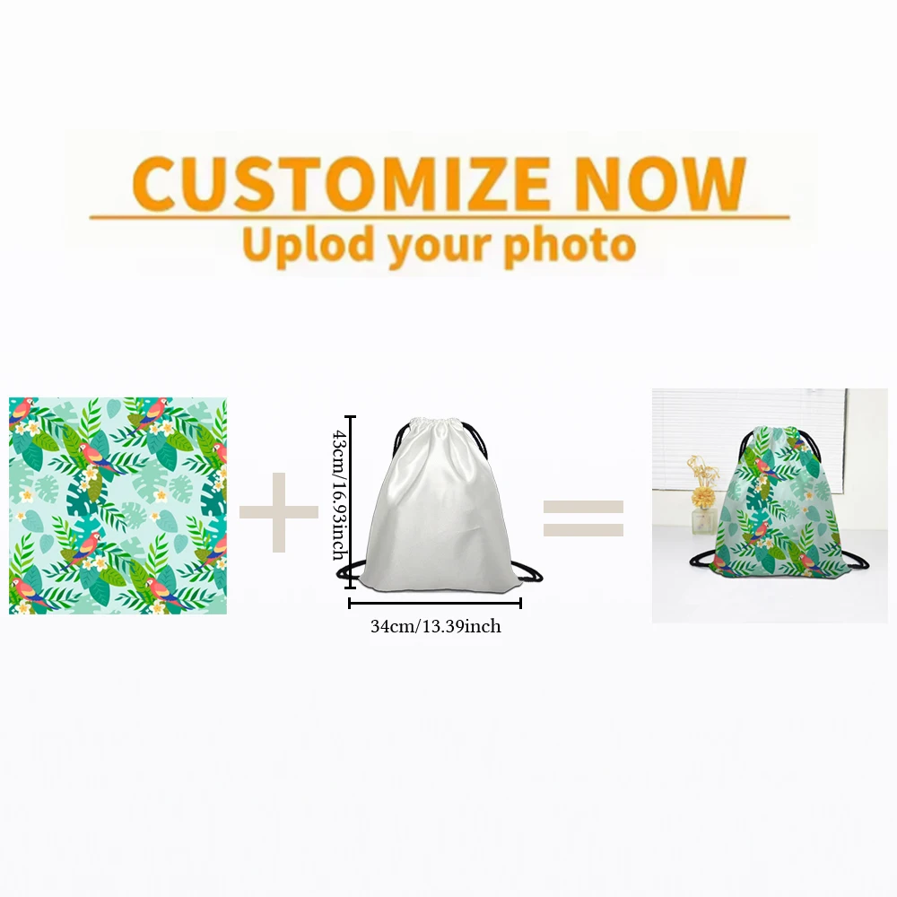 1pc Custom Picture Leisure Drawstring Bag Backpack Outdoor Storage Bags Travel Utility Pocket Durable Pouch Christmas Gift