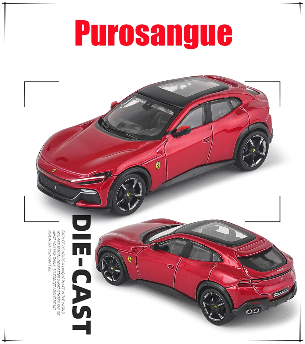 Bburago 1:64 FERRARI Purosangue 296 GTB ASSETTO FIORANO Die cast Alloy car model series children's Christmas boy gift toys