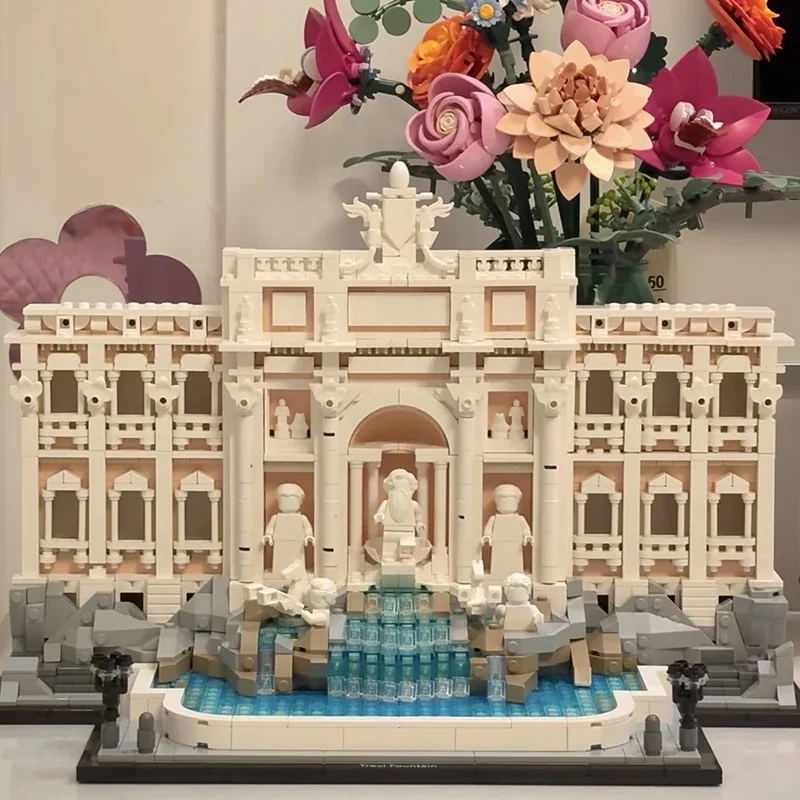 1880 Pieces Room Decoration Fountain Architecture Building Block Set Construction Brick Model Adults Birthday Christmas Gifts