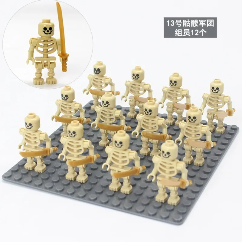 Skeleton puppet army, skeleton war horse, skeleton corps with weapons square building blocks, birthday gifts, Christmas gifts.