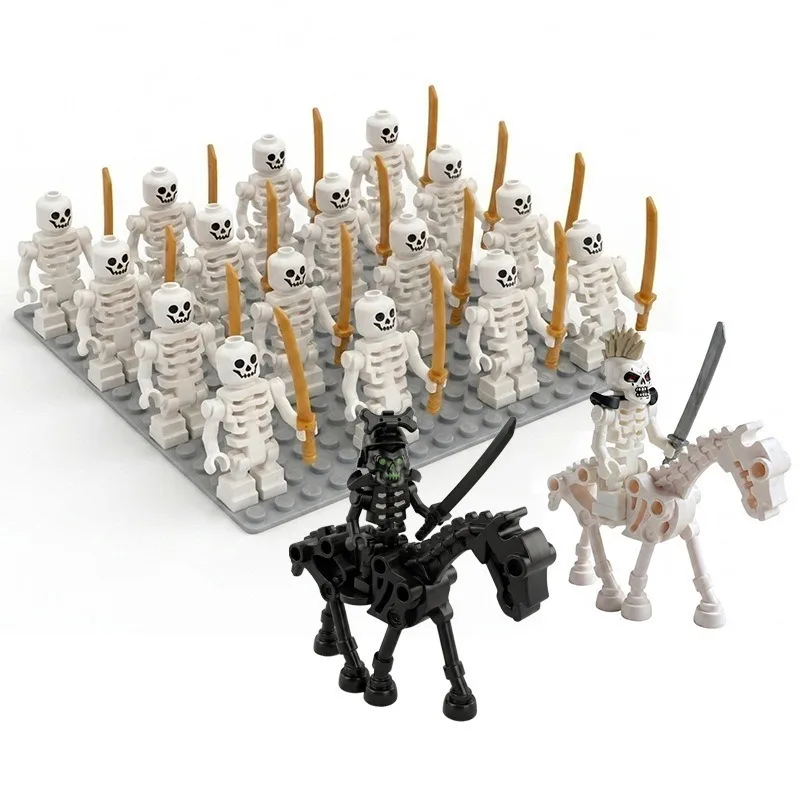 Skeleton puppet army, skeleton war horse, skeleton corps with weapons square building blocks, birthday gifts, Christmas gifts.
