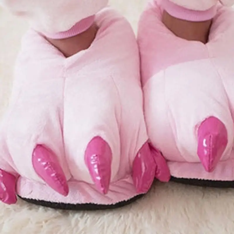 Winter Warm Soft Indoor Floor Slippers Women Men Shoes Paw Funny Animal Christmas Monster Dinosaur Claw Plush Home