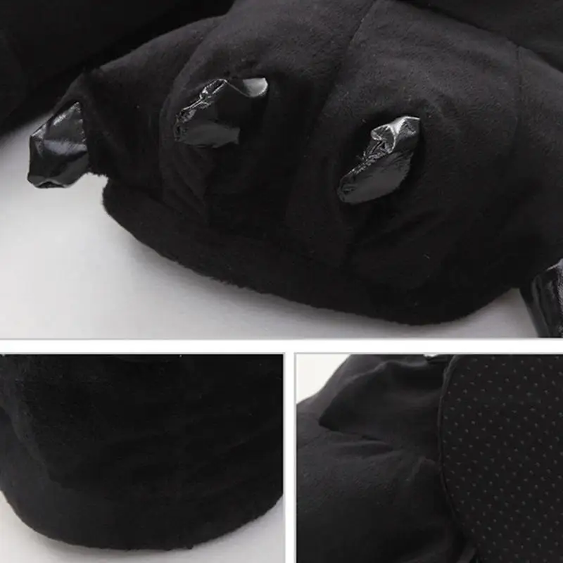 Winter Warm Soft Indoor Floor Slippers Women Men Shoes Paw Funny Animal Christmas Monster Dinosaur Claw Plush Home