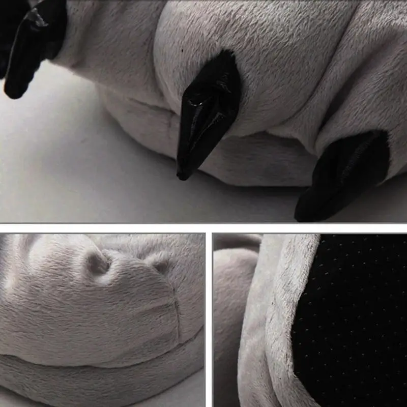 Winter Warm Soft Indoor Floor Slippers Women Men Shoes Paw Funny Animal Christmas Monster Dinosaur Claw Plush Home