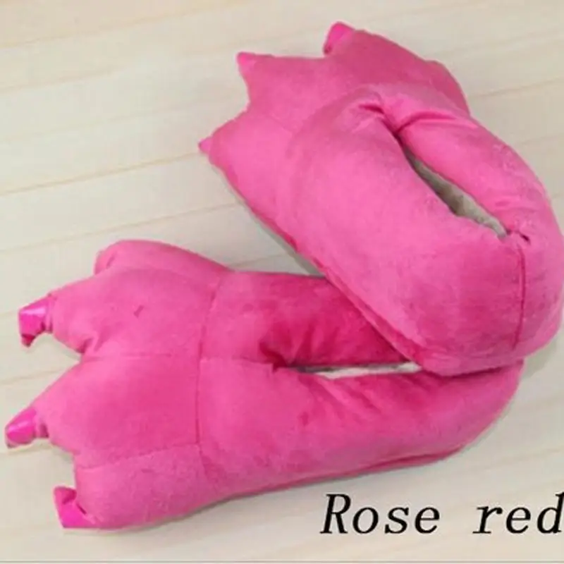 Winter Warm Soft Indoor Floor Slippers Women Men Shoes Paw Funny Animal Christmas Monster Dinosaur Claw Plush Home