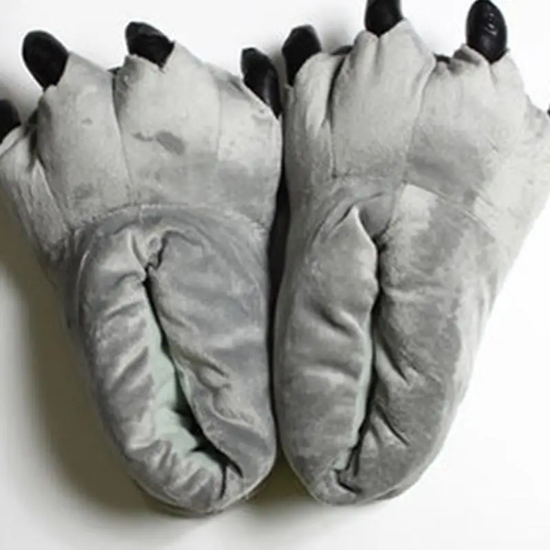 Winter Warm Soft Indoor Floor Slippers Women Men Shoes Paw Funny Animal Christmas Monster Dinosaur Claw Plush Home