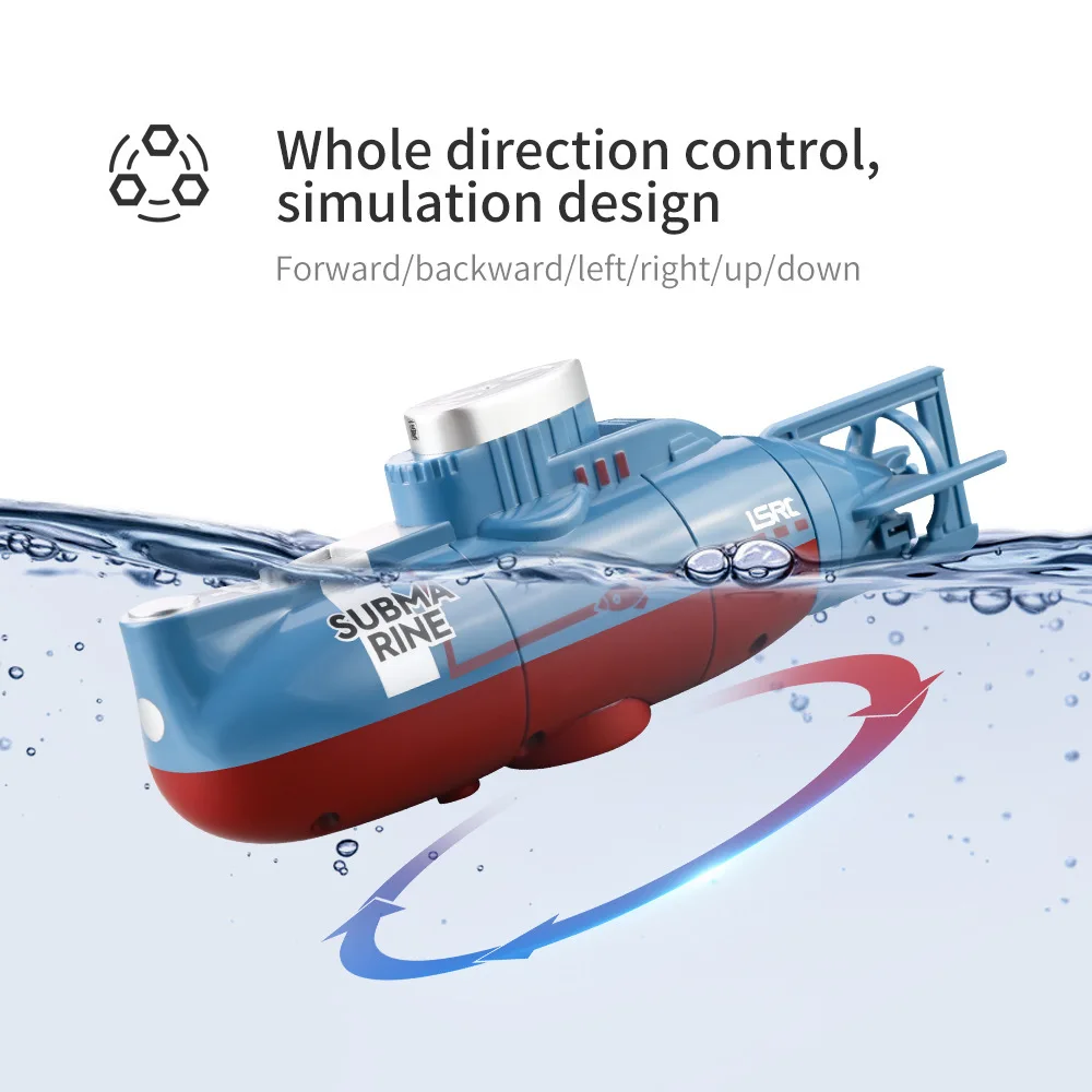 Mini RC Submarine for Kids - Remote Control Boat with 0.1m/s Speed Waterproof Diving Simulation Model Toy for Christmas