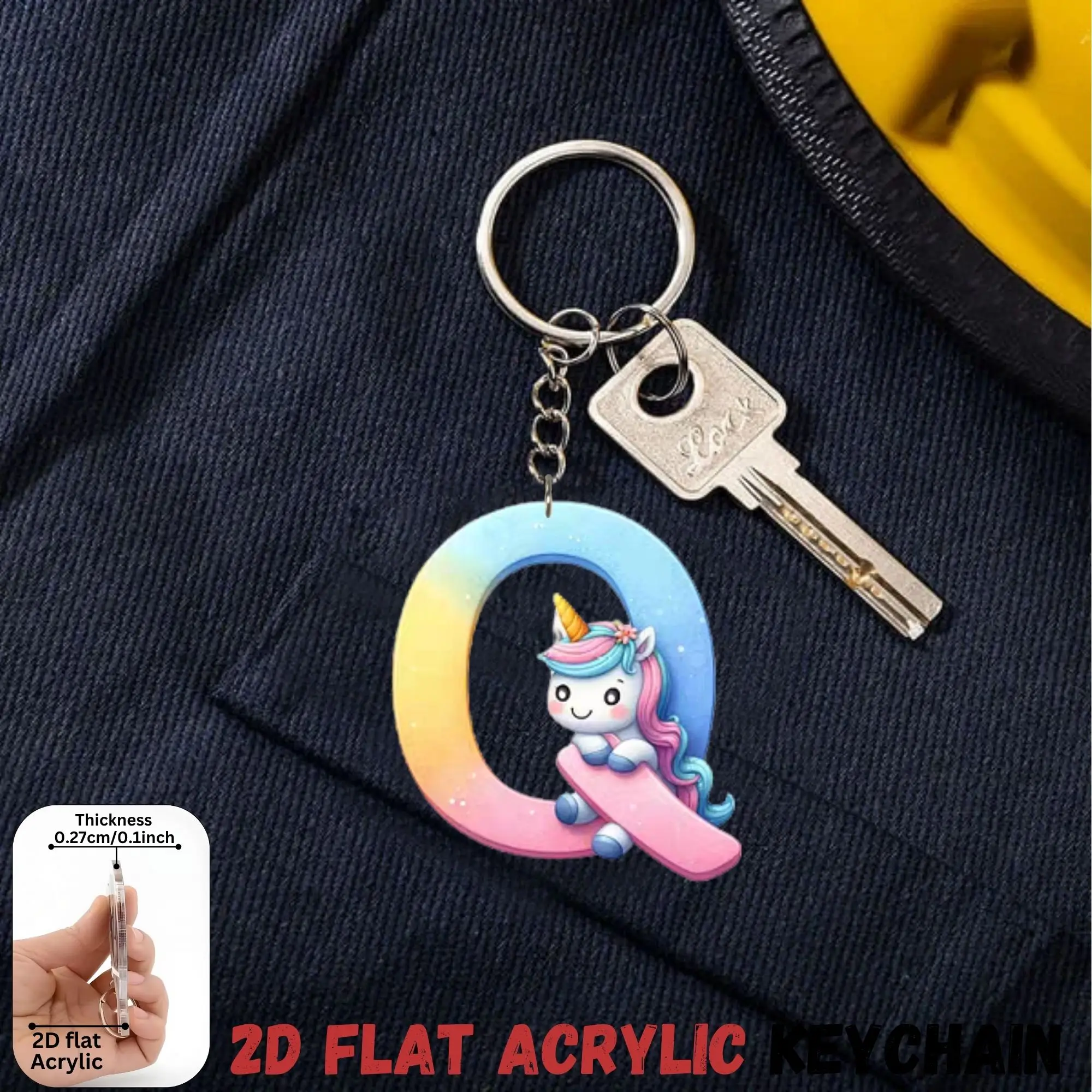 2D Flat A-Z Alphabet Animal Keychain, Colorful Acrylic Charms with Durable Iron Chain, Educational Christmas Gift for Backpack