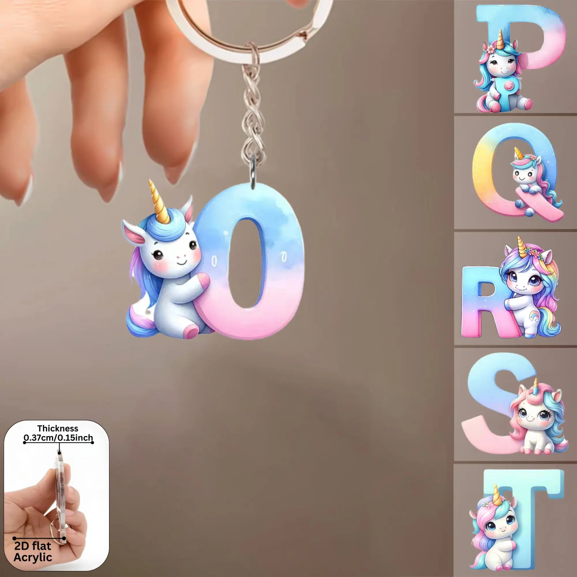 2D Flat A-Z Alphabet Animal Keychain, Colorful Acrylic Charms with Durable Iron Chain, Educational Christmas Gift for Backpack