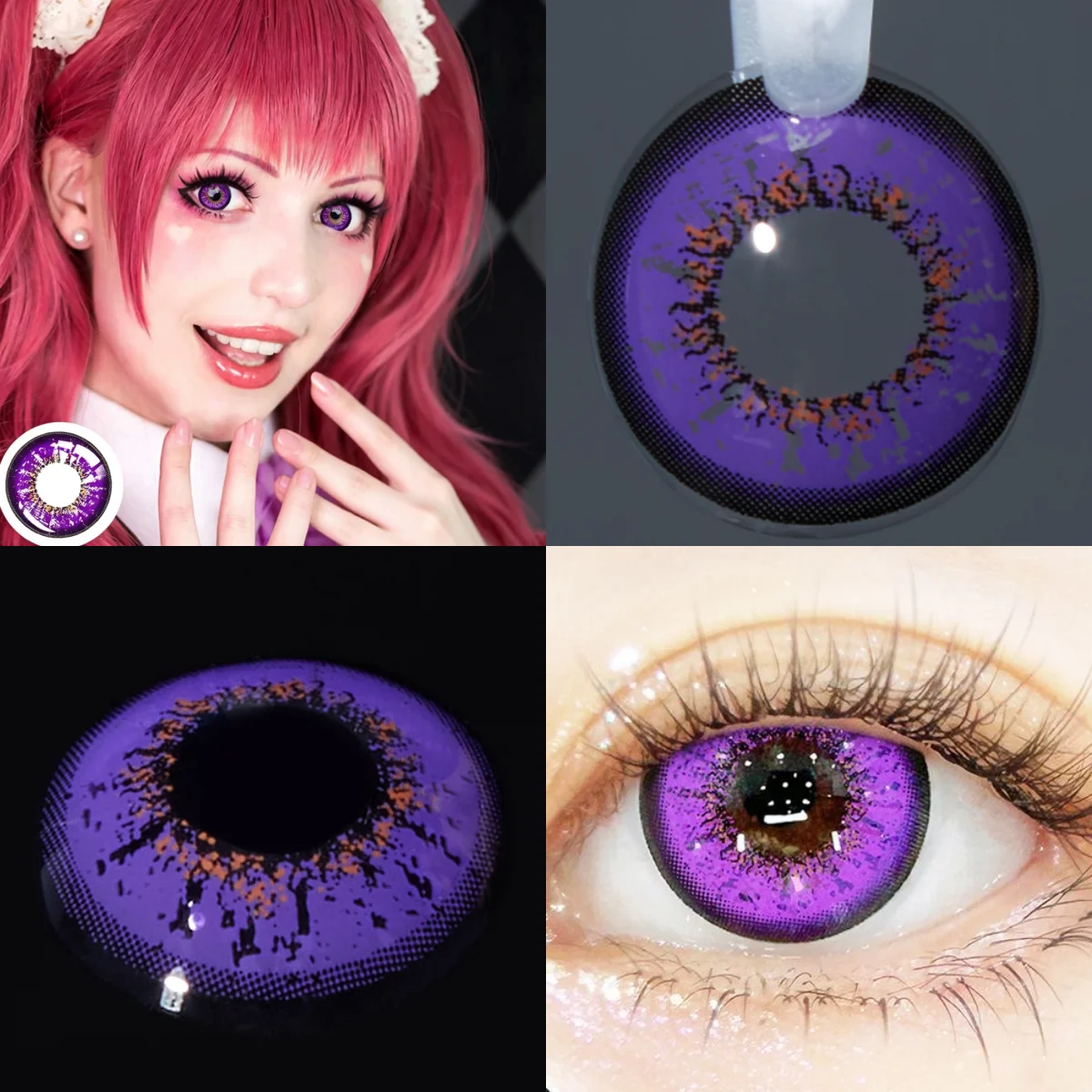 VISUASHOW Yellow Cosplay Colored Contacts 1 Pair Half Yearly 14.2mm Soft Eye Lenses Anime Makeup For Halloween Christmas Coser