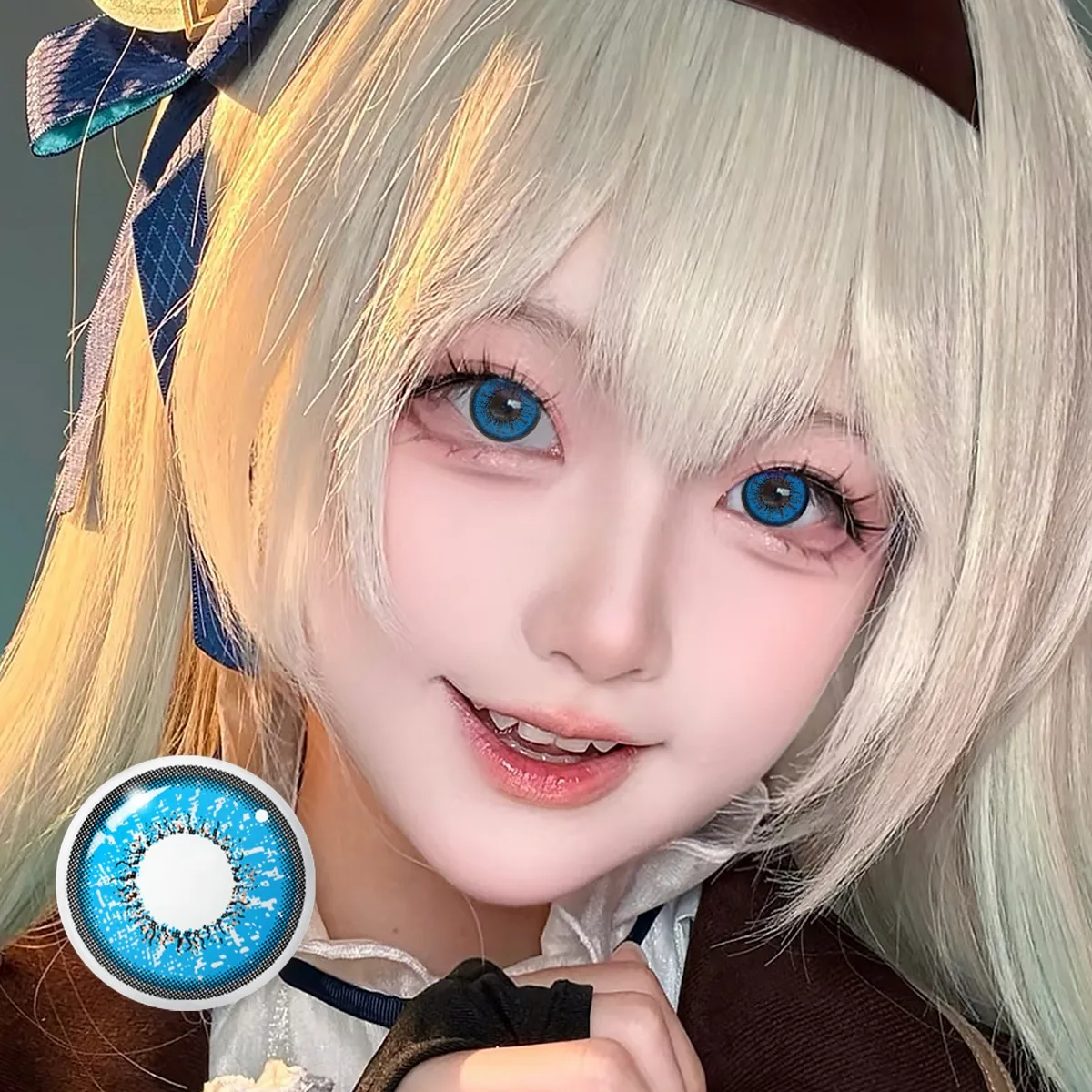 VISUASHOW Yellow Cosplay Colored Contacts 1 Pair Half Yearly 14.2mm Soft Eye Lenses Anime Makeup For Halloween Christmas Coser
