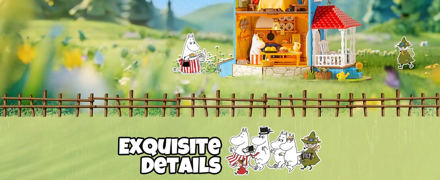 Rolife Moominhouse Miniature House Kit Moomin Valley Dollhouse Creative Gift for Christmas Birthday Craft Building Kit for Adult