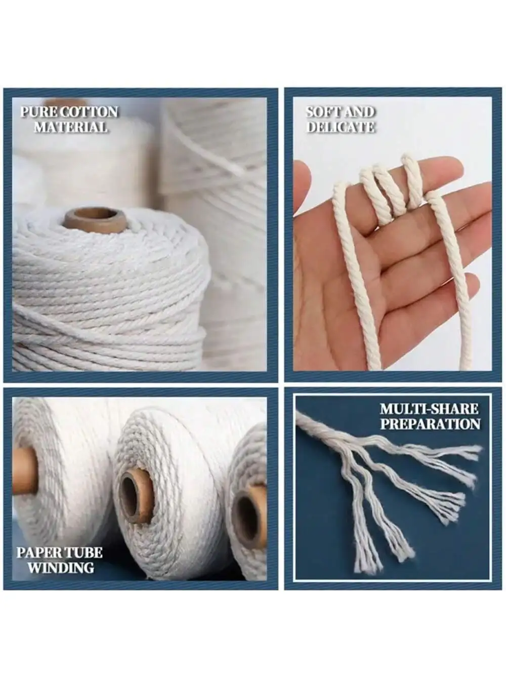 10Meters Macrame Cord Rope String Natural Cotton Macrame Twisted Twine Braided Crafts Handwork DIY Home Textile Christmas