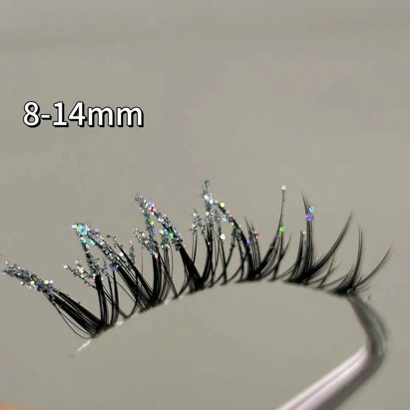 Mixiaohe Thai Style Colorful Diamond Lashes 5 Pairs Sparkling C Curl Fluffy Lashes for Stage Festival Christmas