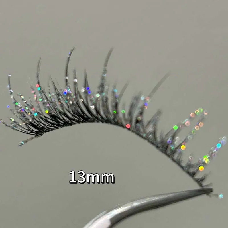 Mixiaohe Thai Style Colorful Diamond Lashes 5 Pairs Sparkling C Curl Fluffy Lashes for Stage Festival Christmas