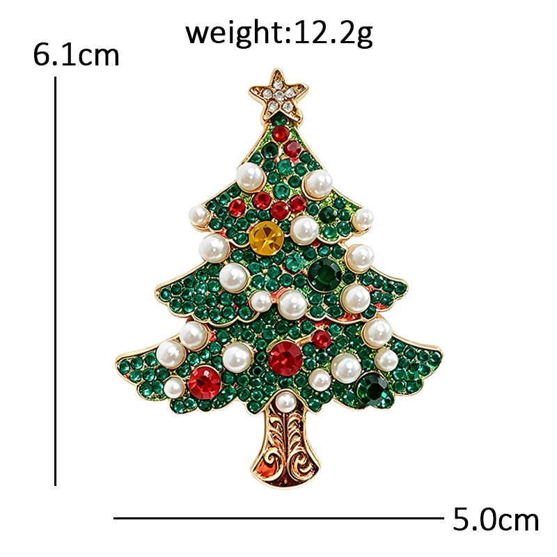 Wuli&baby Shining Christmas Tree Brooches For Women Unisex Pearl Rhinestone New Year Trees Plants Party Office Brooch Pins Gifts