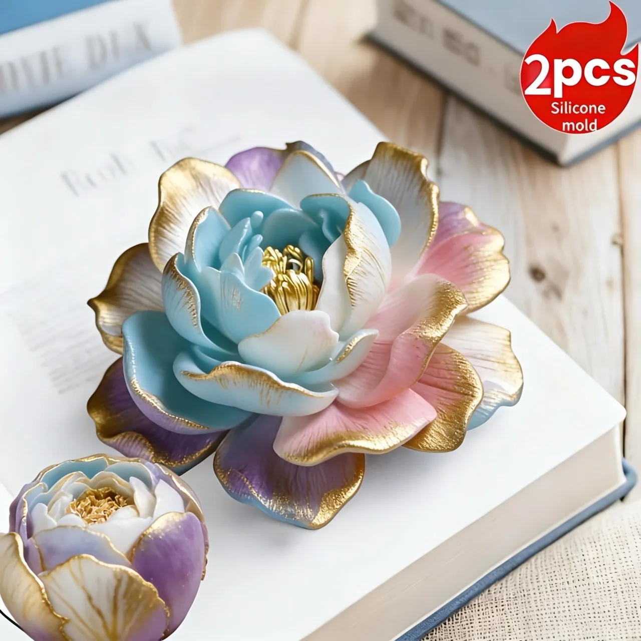 Lotus Flower Silicone Mold,For Resin Crafting - Suitable for Candles、DIY Crafts、Valentine's Day、Mother's Day、Christmas Decoratio