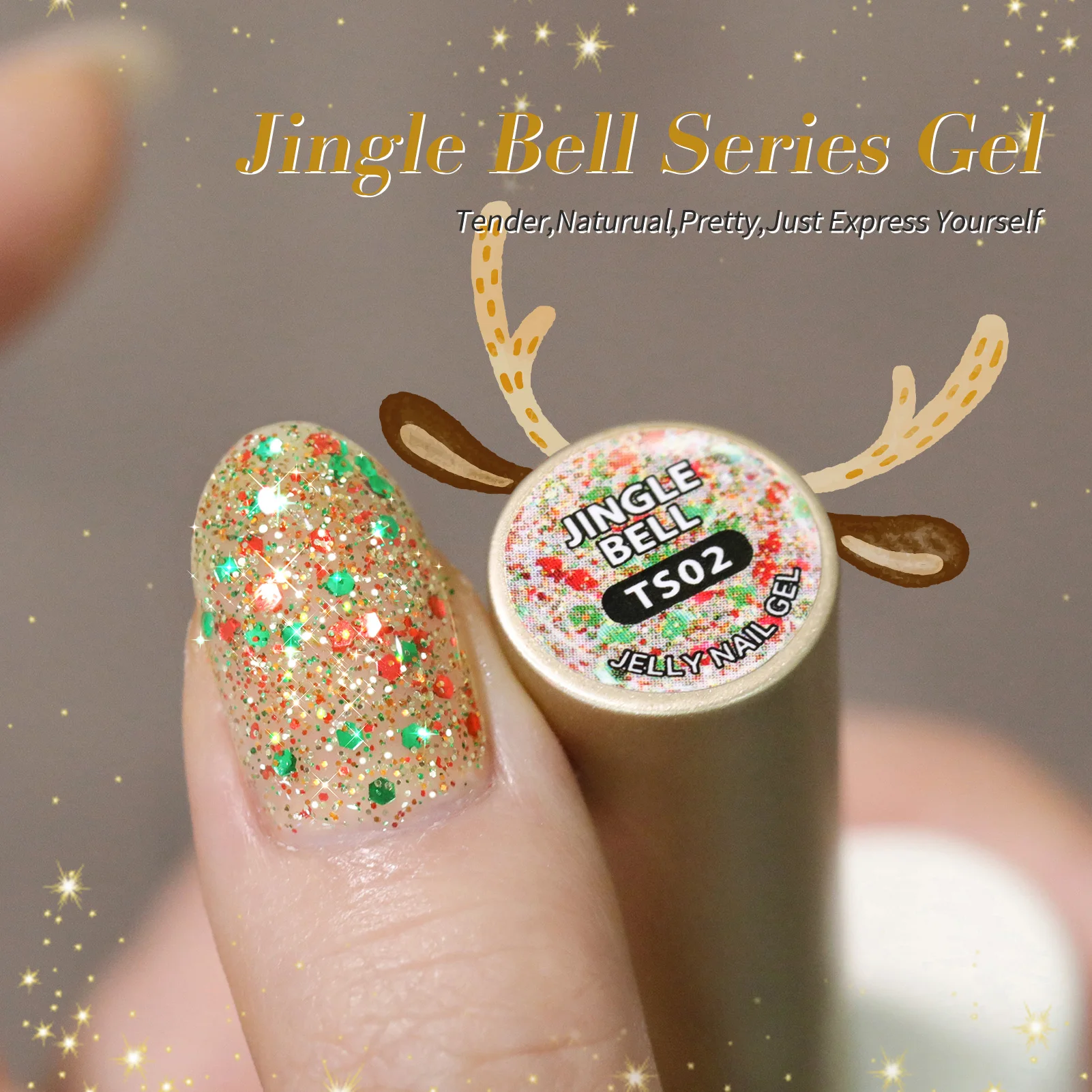 BORN PRETTY 1 Bottle 15ml Gold Sequins Jelly Gel Polish Christmas Semi Permanent Nail Art Manicure Soak Off UV Gel Nail Supplies