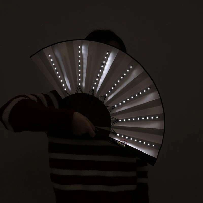 Glow Folding Led Fan Dancing Light Wedding Halloween Christmas Festival Accessories Built-in Battery In The Dark Party Supplies
