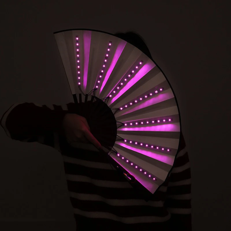 Glow Folding Led Fan Dancing Light Wedding Halloween Christmas Festival Accessories Built-in Battery In The Dark Party Supplies