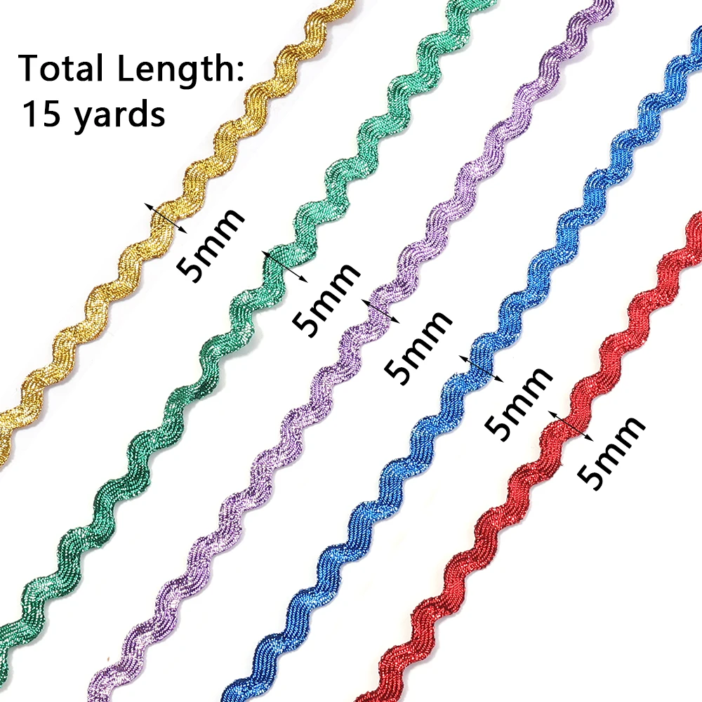 15yards/Lot 5mm Zig Zag Ribbons Polyester Ribbon DIY Handmade Material For Wedding Party Christmas Decor Bow Ribbon