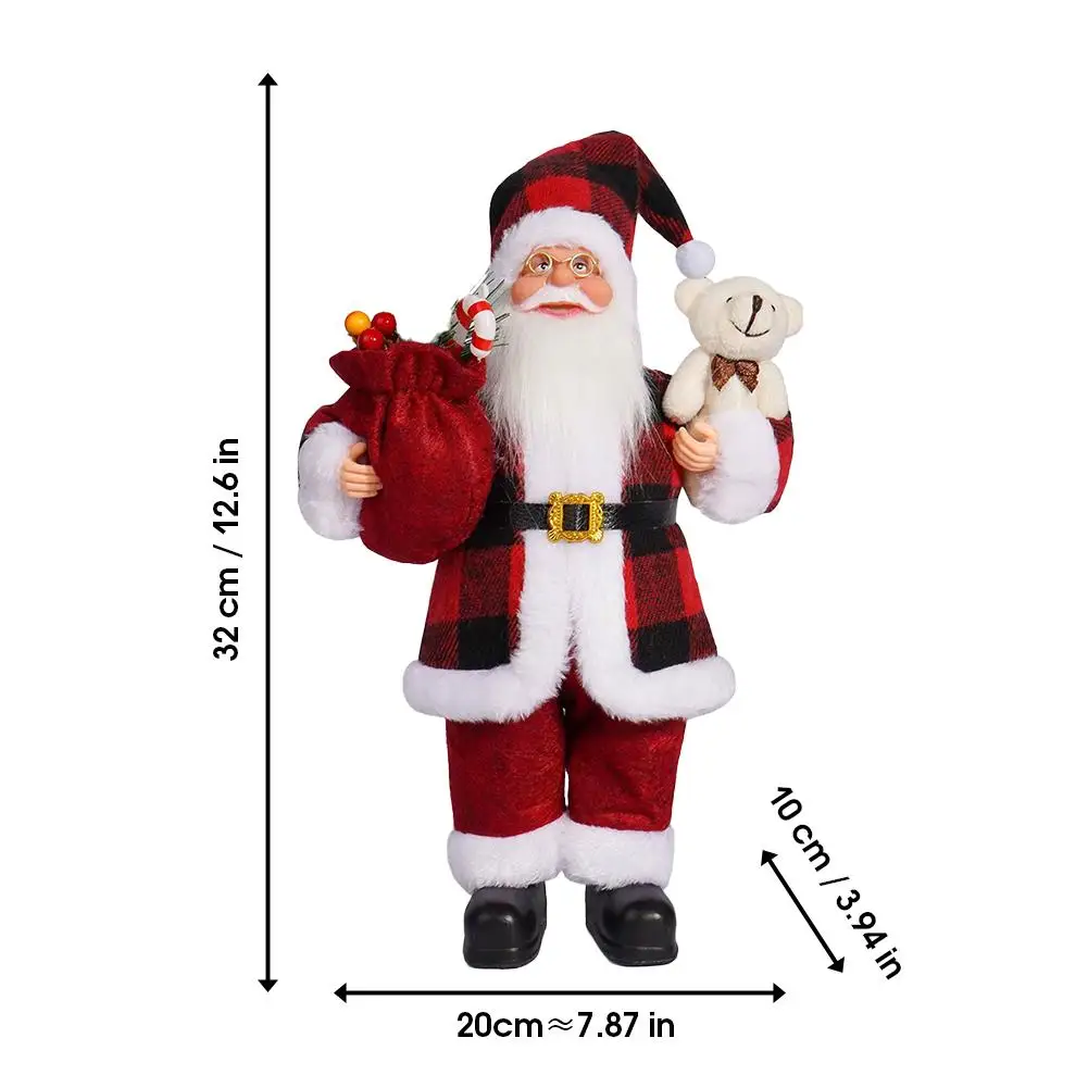 Giant 30cm Christmas Santa Claus Plush Doll Soft Xmas Ornament Xmas Tree Hanging Party Decor Outdoor Garden Home New Year Gift