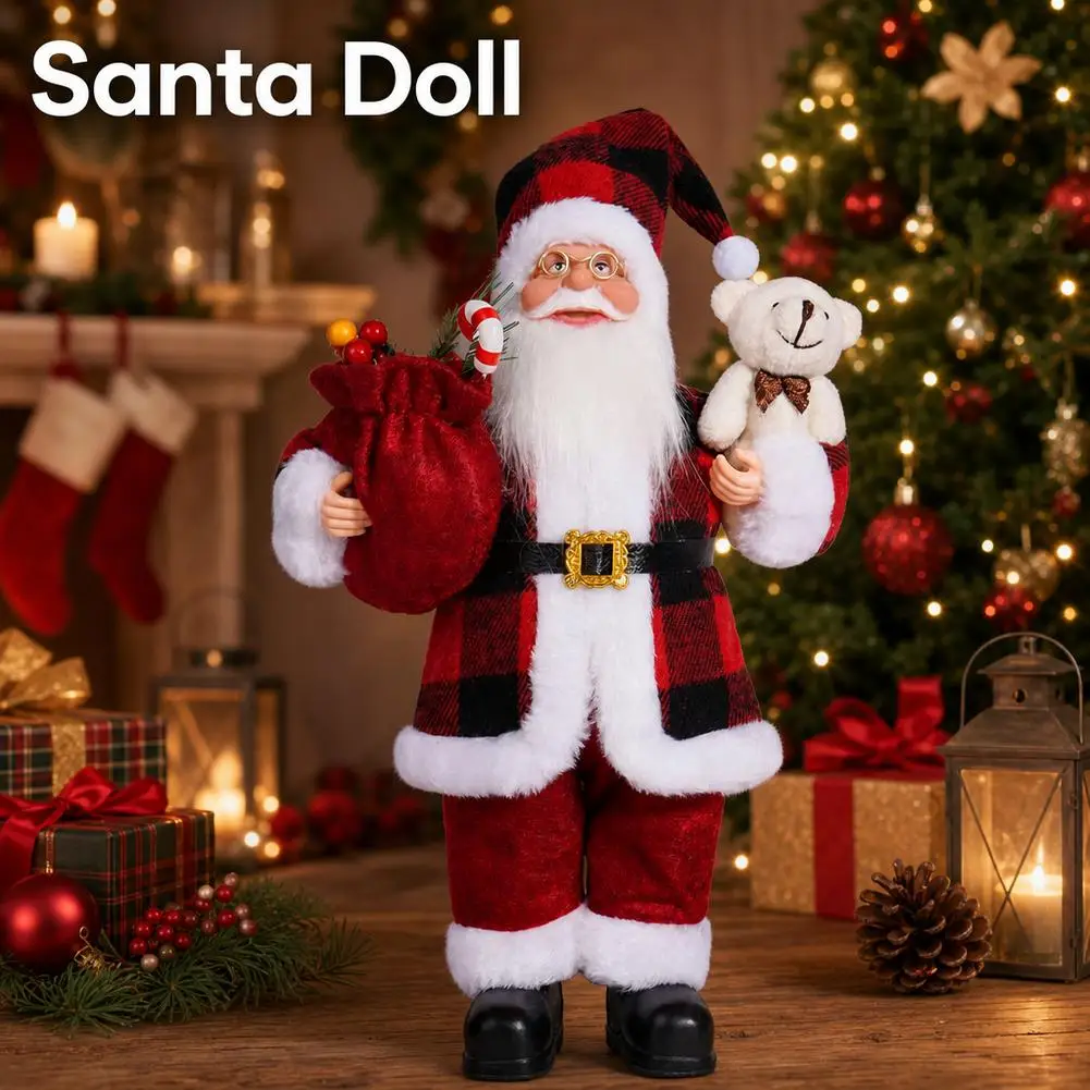 Giant 30cm Christmas Santa Claus Plush Doll Soft Xmas Ornament Xmas Tree Hanging Party Decor Outdoor Garden Home New Year Gift