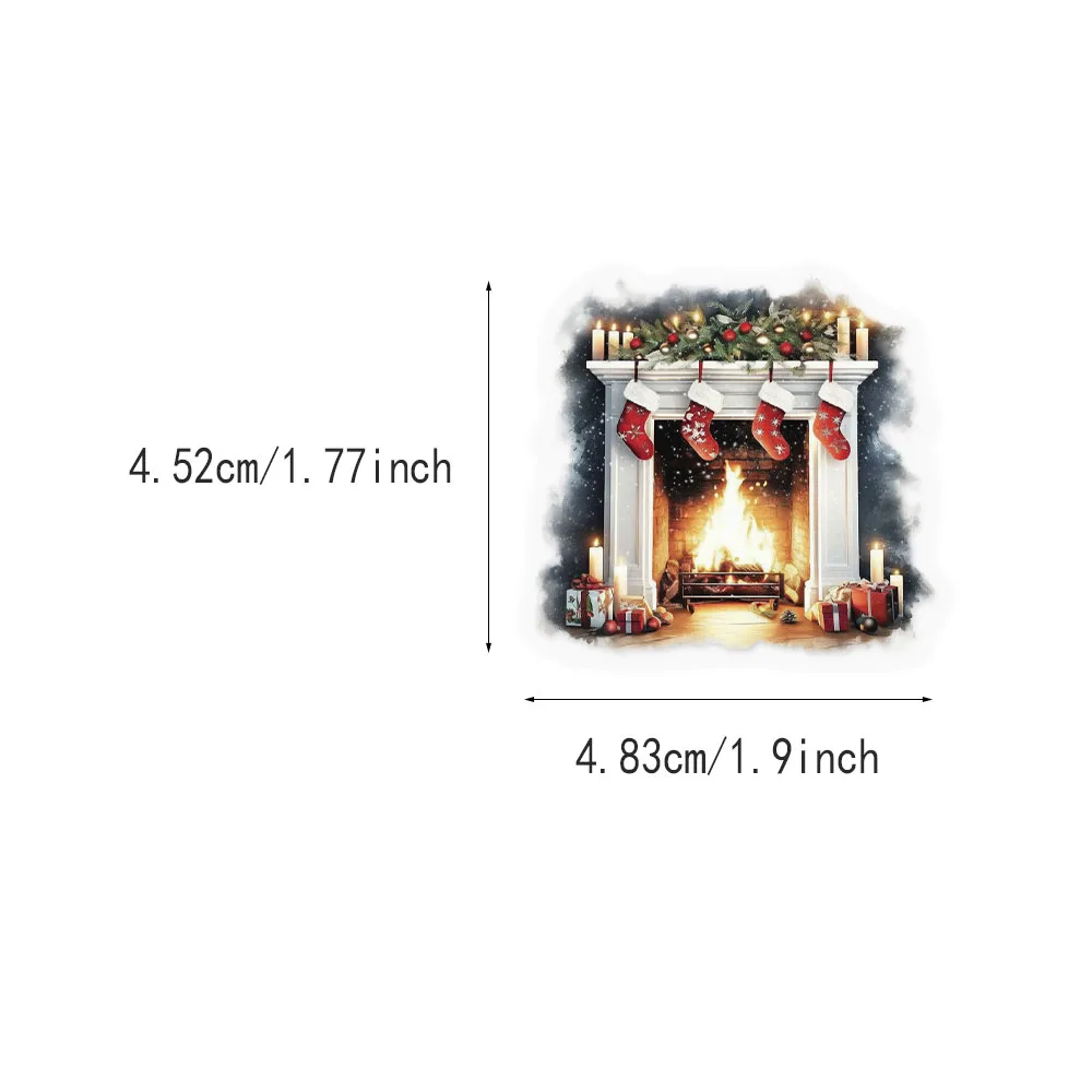 50PCS Christmas Watercolor Scene Fireplace Fun Stickers DIY Luggage Board Skateboard Motorcycle Notebook Decorative Stickers