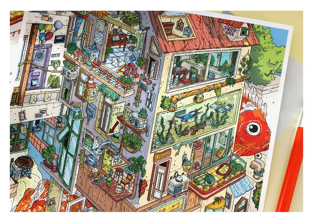 Kawaii Rotating City 3D Town Rest Day Landscape Sticker DIY Pocket Cabin Scene Christmas gifts 