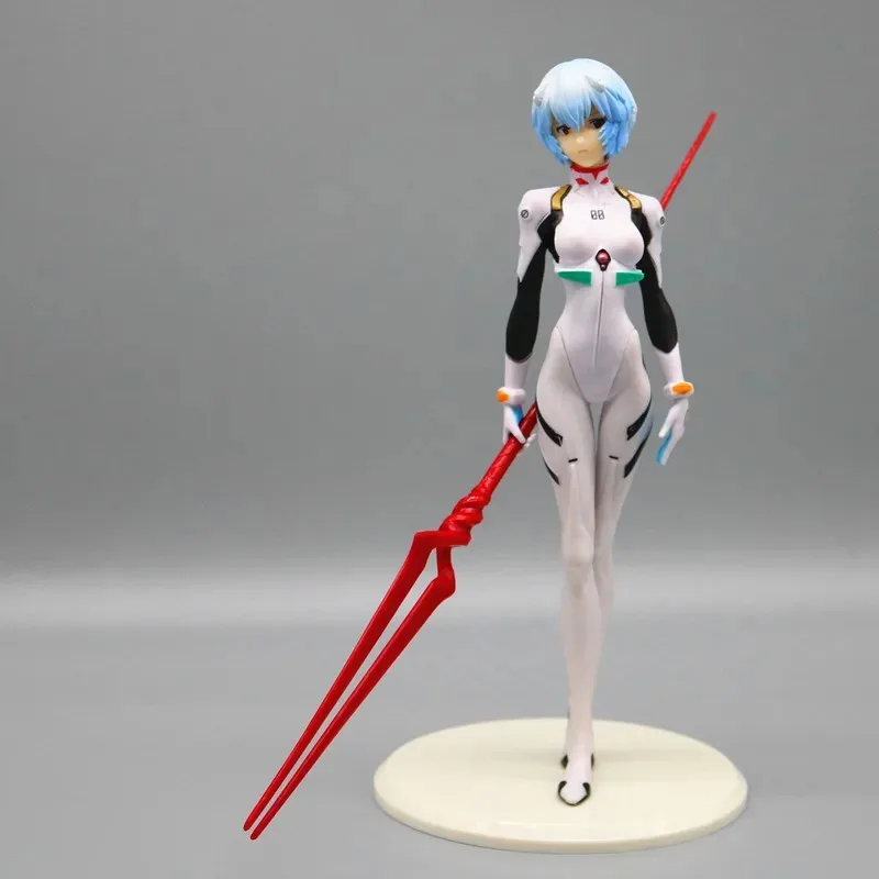 23cm Rei Ayanami Action Figure with Spear of Longinus EVA Neon Genesis Evangelion Anime Collectible Model Toy Gift for Fans