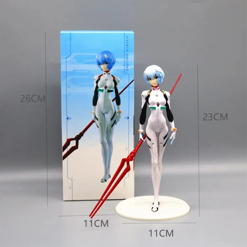 23cm Rei Ayanami Action Figure with Spear of Longinus EVA Neon Genesis Evangelion Anime Collectible Model Toy Gift for Fans