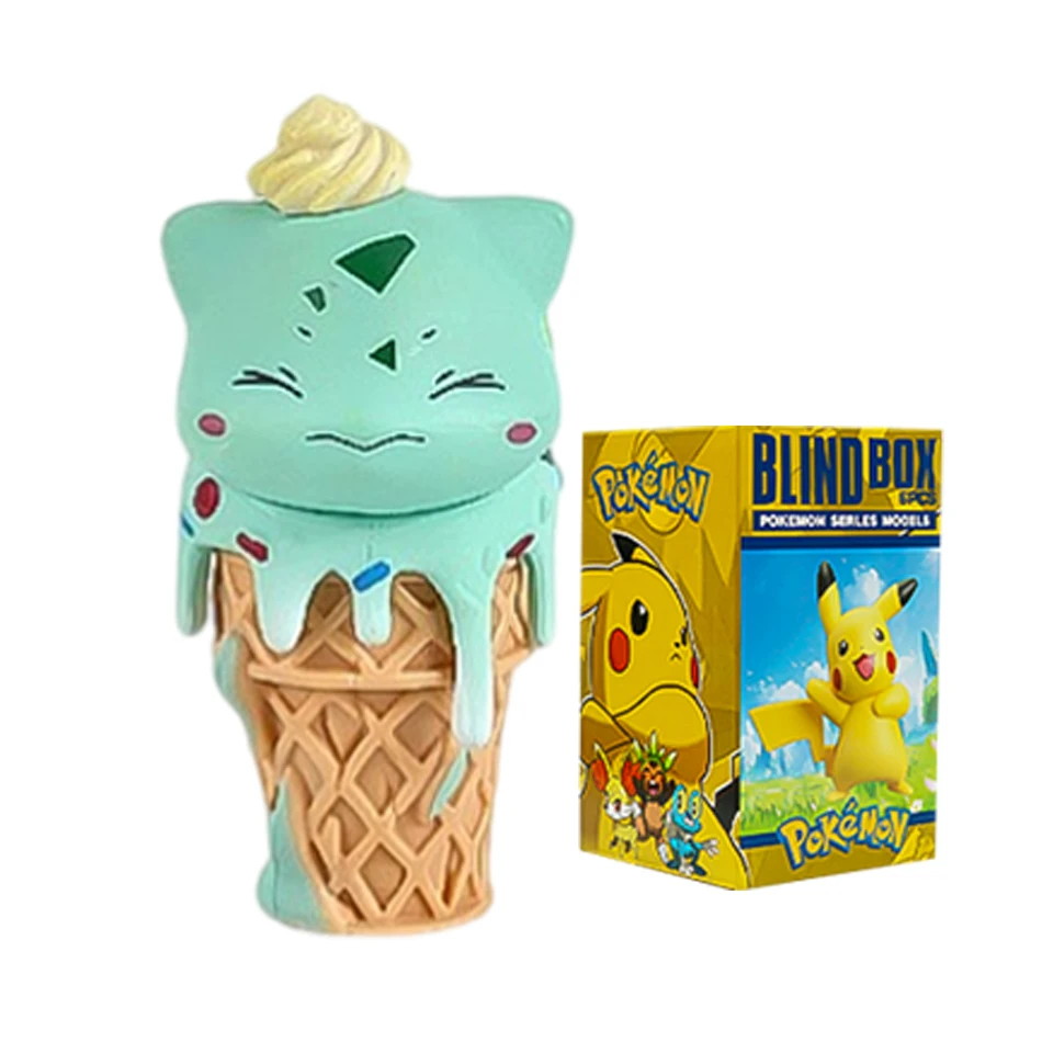 Pokemon Ice Cream Pikachu Snorlax Psyduck Gengar Anime Figure Blind Box Toys Tabletop Ornaments Christmas and Birthday Gifts