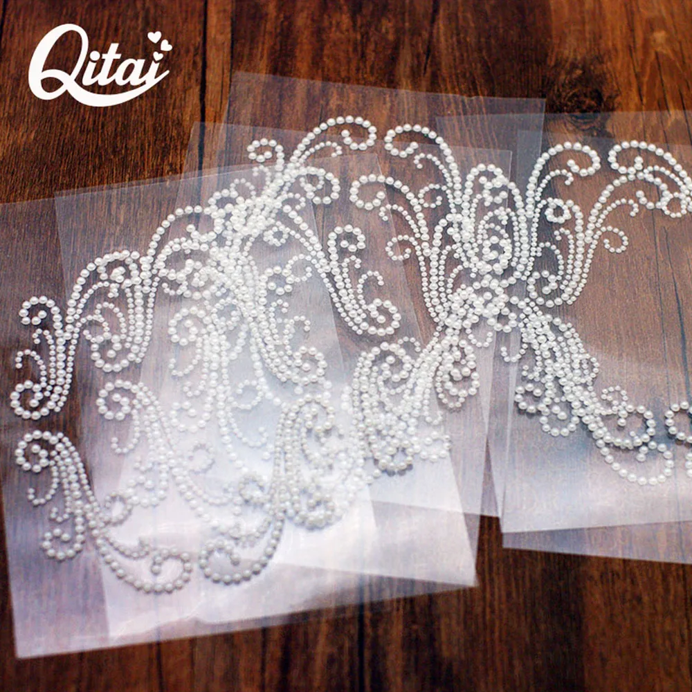 White Plastic Pearl Sticker QITAI 6PCS/SET Wedding Decorations Natural Color Family Christmas Desk Decorations Wholesale GEM1026