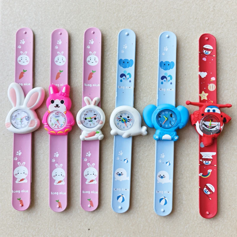 Cartoon Dinosaur Unicorn Shark Toys Children Watches Colorful Slap Printed Strap Kids Watch Girl Boy Christmas Party Gift Clock