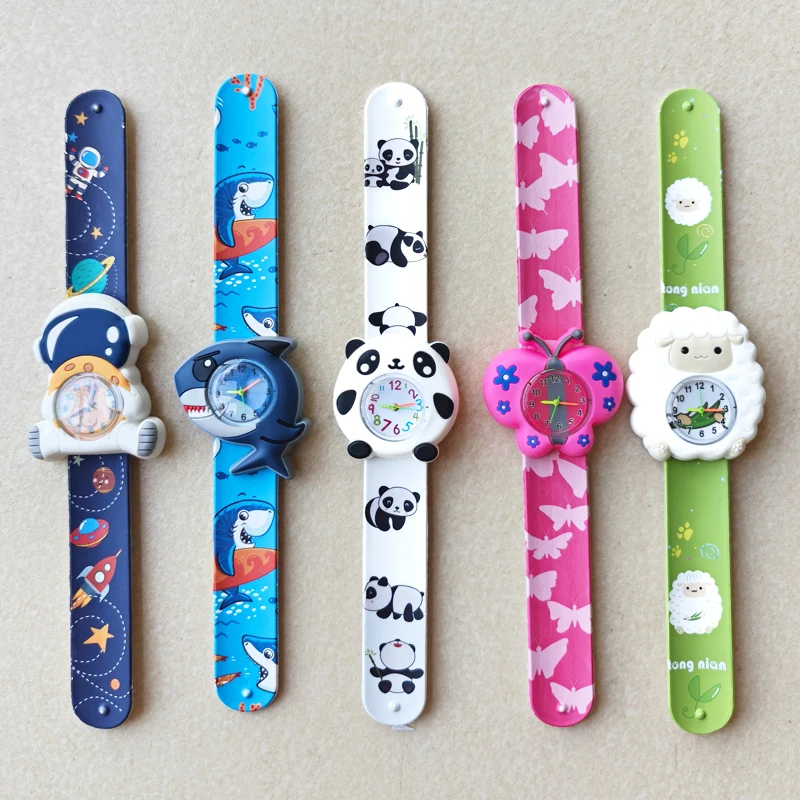 Cartoon Dinosaur Unicorn Shark Toys Children Watches Colorful Slap Printed Strap Kids Watch Girl Boy Christmas Party Gift Clock