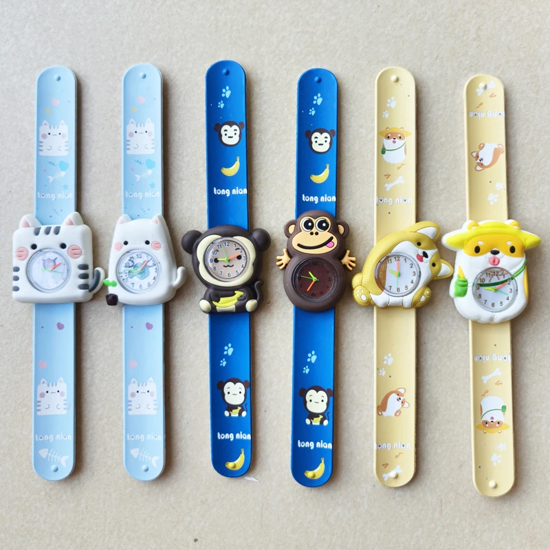 Cartoon Dinosaur Unicorn Shark Toys Children Watches Colorful Slap Printed Strap Kids Watch Girl Boy Christmas Party Gift Clock