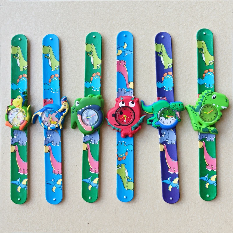 Cartoon Dinosaur Unicorn Shark Toys Children Watches Colorful Slap Printed Strap Kids Watch Girl Boy Christmas Party Gift Clock
