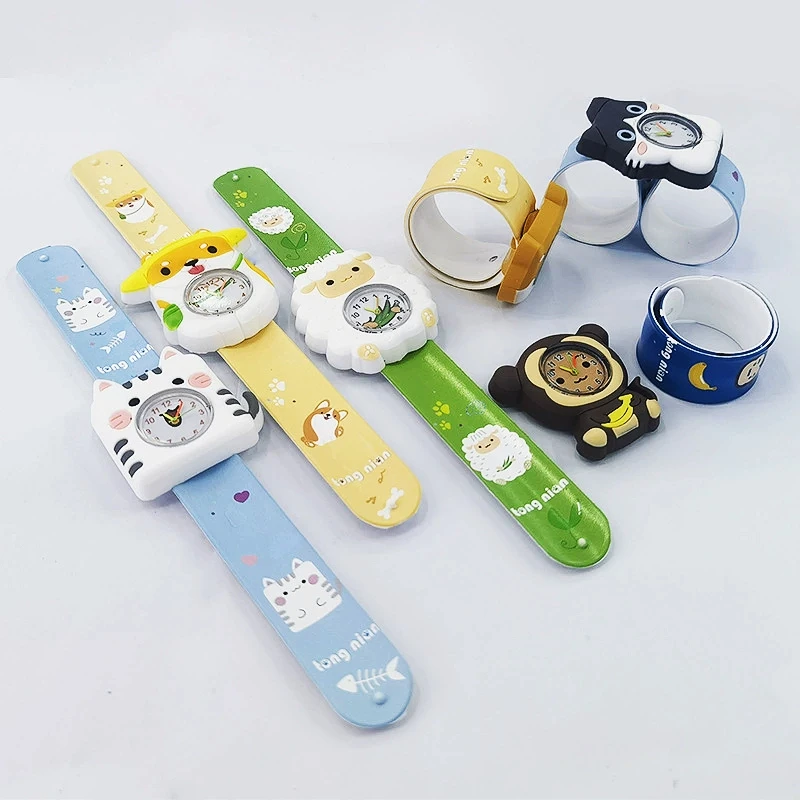 Cartoon Dinosaur Unicorn Shark Toys Children Watches Colorful Slap Printed Strap Kids Watch Girl Boy Christmas Party Gift Clock