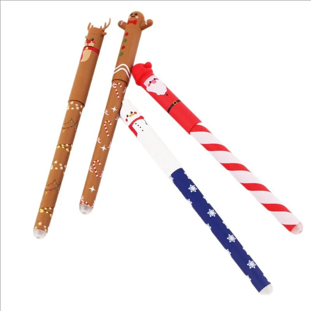 4pcs/set Christmas Erasable Pen Black Ink With Eraser 0.4mm