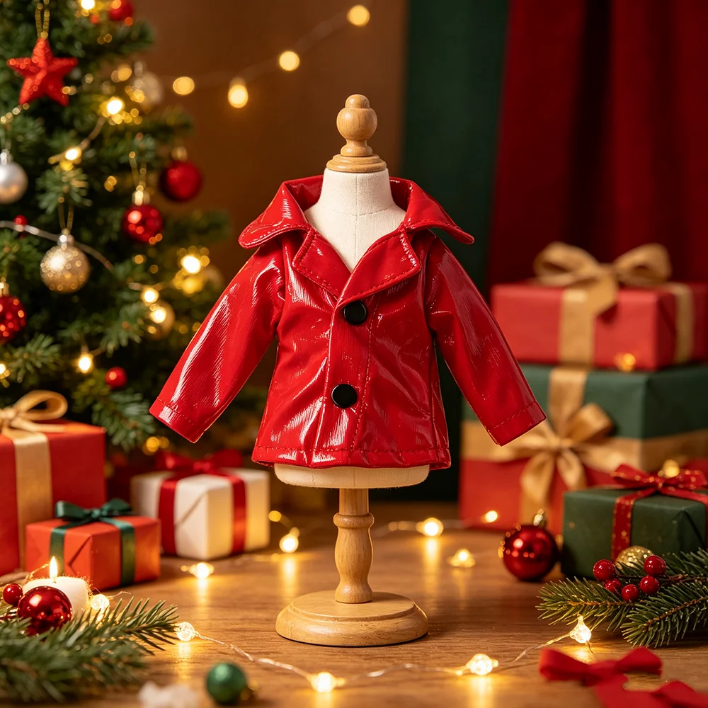 30CM Christmas Doll Fashion Leather Coat Doll Handsome Fashion Eye Catching Dressing Suitable for 30CM Christmas Doll