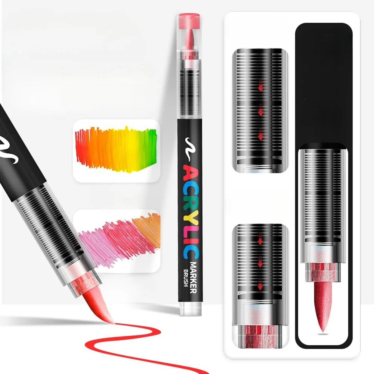 72 Colors Acrylic Paint Pens Markers Set Brush Tip Paint Marker For Rock Painting Wood Canvas Stone Christmas Gift DIY Crafts