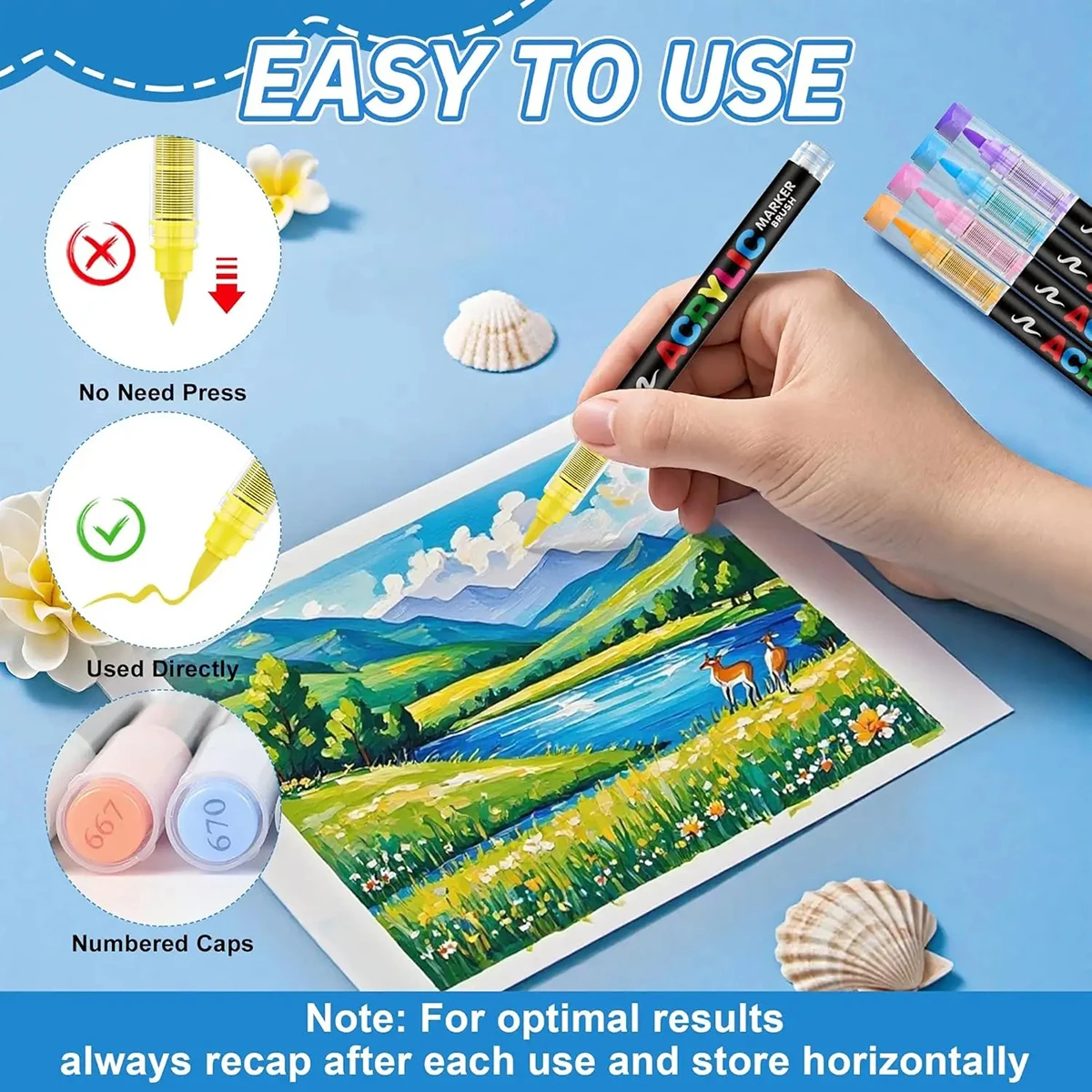 72 Colors Acrylic Paint Pens Markers Set Brush Tip Paint Marker For Rock Painting Wood Canvas Stone Christmas Gift DIY Crafts