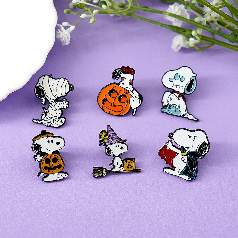 6Pcs Cute Puppy Christmas Enamel Pins Santa Tree White Dog Animal Brooch Puppy Lapel Badge For Backpack Hat Xmas Holiday Gift