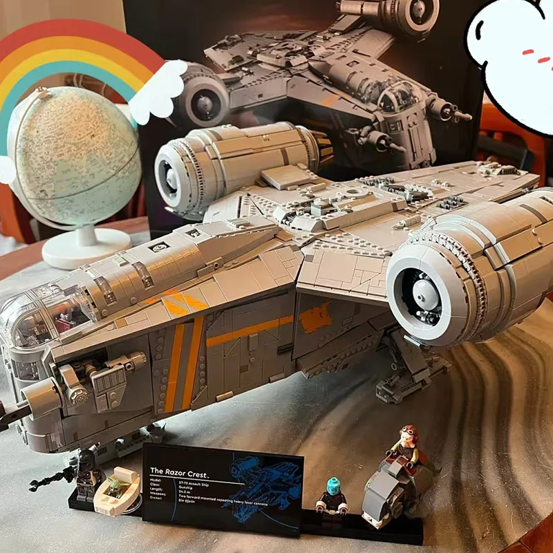 2026 New 6187pcs Spacecraft Model Star Mandalorian Razor Crest Spaceship Home Decoration Christmas Gifts