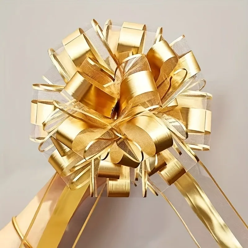 6 Pcs Grosgrain Ribbon Bow, Red and Gold, for Weddings, Parties, Christmas, Valentine's Day, Birthdays, Packaging | Durable