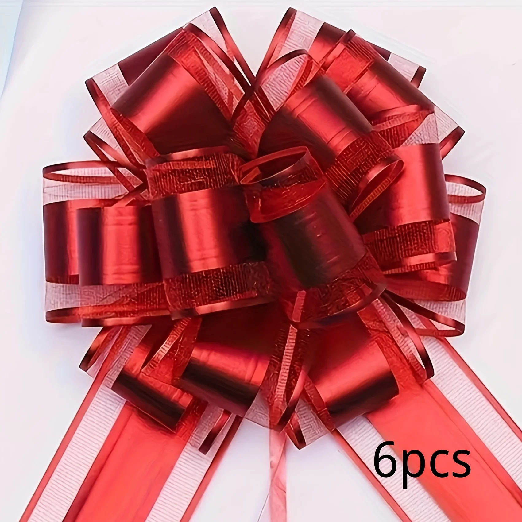 6 Pcs Grosgrain Ribbon Bow, Red and Gold, for Weddings, Parties, Christmas, Valentine's Day, Birthdays, Packaging | Durable