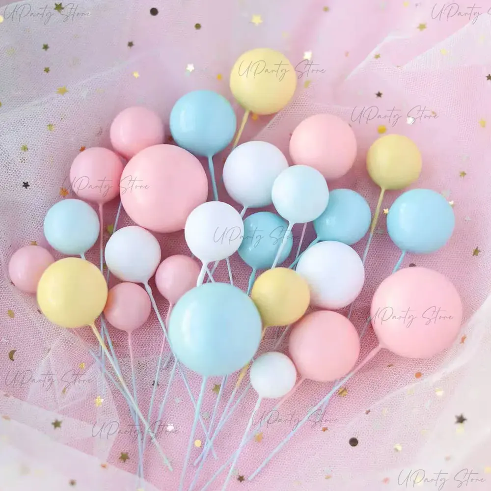 50/100pcs Cake Ball Picks Topper Wholesale 4 Sizes Foam Balls Cake Toppers for Birthday Christmas Wedding Cake Decoration Favor