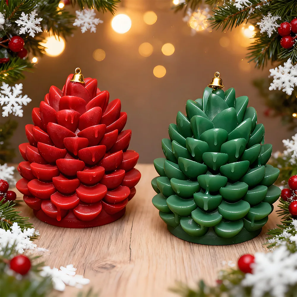 3D Pinecone Acorn Hazelnut Nut Candle Mold DIY Christmas Pinecone Cedar Aromatherapy Soap Plaster Resin Silicone Mold Crafts